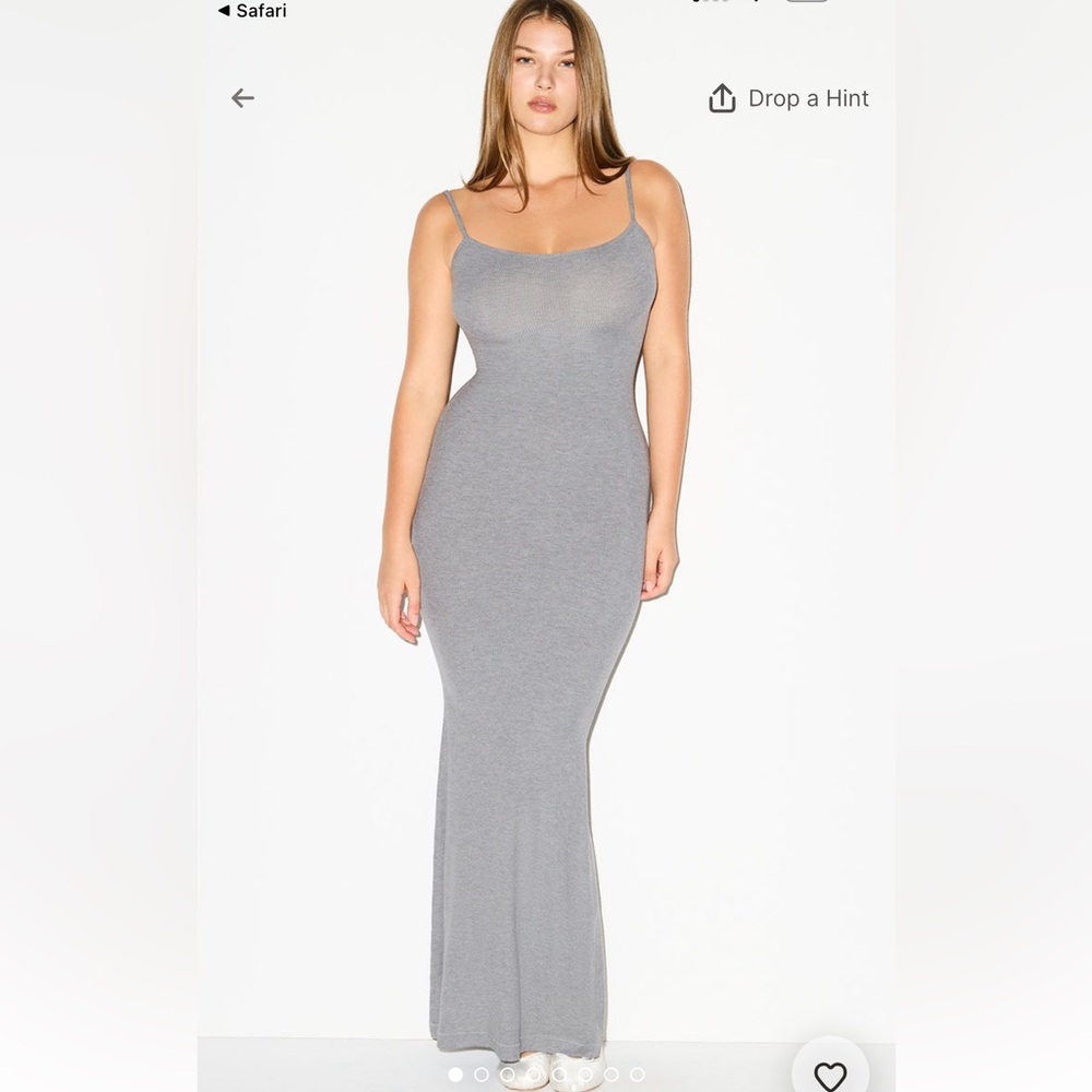 Skims- Soft lounge long slip dress in heather grey xxs
